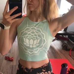 Light blue lotus crop top
